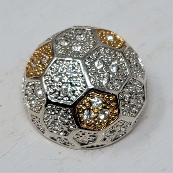 Roman Jewelry - Vintage Dome Brooch by Roman Gold & Silver Rhinestones